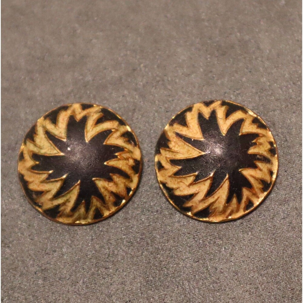 Vintage Black Starburst Sunburst Orena Earrings